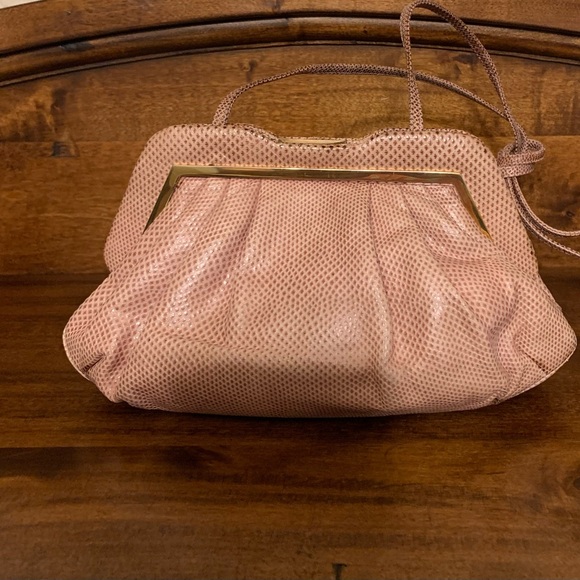 Judith Leiber Handbags - Gorgeous Judith Leiber Pink/Blush Lizard Clutch with strap.